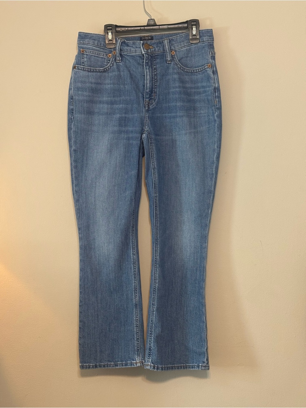 J. Crew High-Rise Cropped Flare Jeans in Medium Blue Wash Sz 27